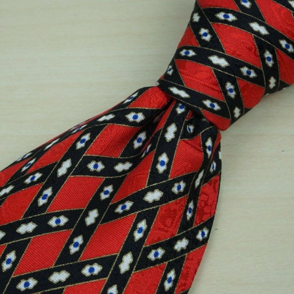 Stefano Ricci Cherry Red Black Hatched Paisley tie
